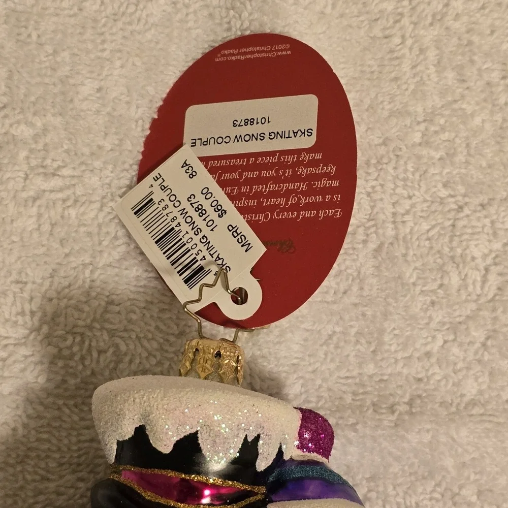 New Radko 1018873 Skating Snowman Couple Our‎ First Christmas Ornament